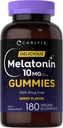 Carlyle Melatonin Gummies 10mg Silencio 180 Cuenta ← Adult Drug Free Aid ¦ Berry Flavor ← Vegan, Non-GMO, Gluten Free Supplement
