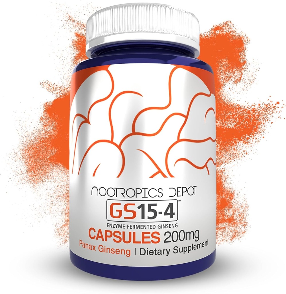 Nootropics Depot GS15-4 Panax Ginseng Extract Capsules tención 200mg Silencio 30 Cuenta Silencio Adaptogen Suplemento Silencio Ayurveda Herb ← Apoyo Saludable Niveles de estrés