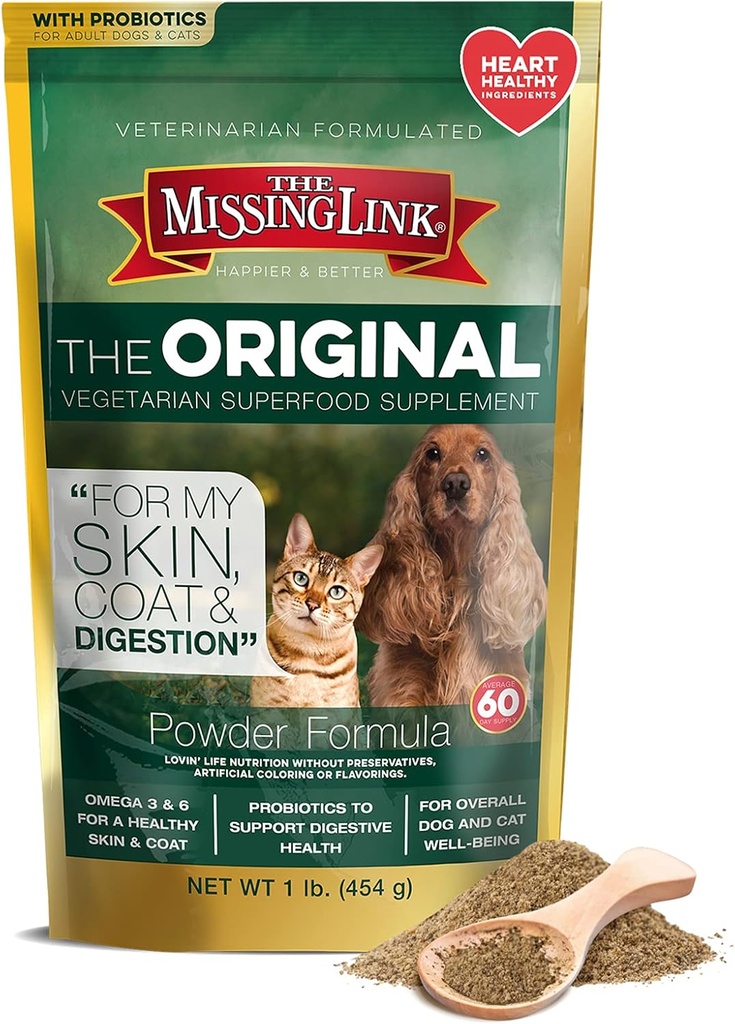 El Enlace Desaparecido Well-Blend All Natural Vegetarian Omega Superfood Dog & Cat Supplement - Healthy Skin, Coat & Digestion - 1lb