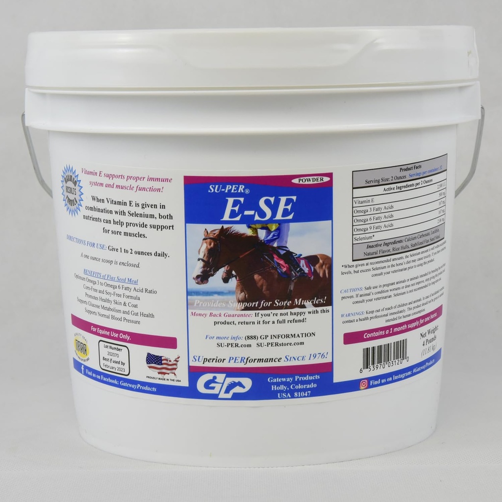 SU-PER E-Se Horses Antioxidant Suplemento - Vitamina E " Selenium for Sore Muscles Soporte - 4 libras, (2 Pack)