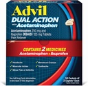 Doble acción Advil Coated Caplets con Acetaminophen, 250 Mg Ibuprofeno y 500 Mg Acetaminophen Per Dose (2 Dose Equivalente) por 8 horas Alivio del dolor - 2 Cuenta x 50
