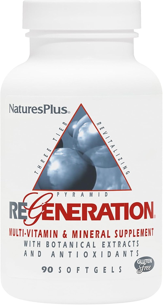 NaturesPlus Regeneración - 90 Softgels, Pack de 2 - Multi-Vitamin &amp; Suplemento Mineral con Extractos Botánicos " Antioxidantes - Gluten Gratis - 60 Servimientos Totales