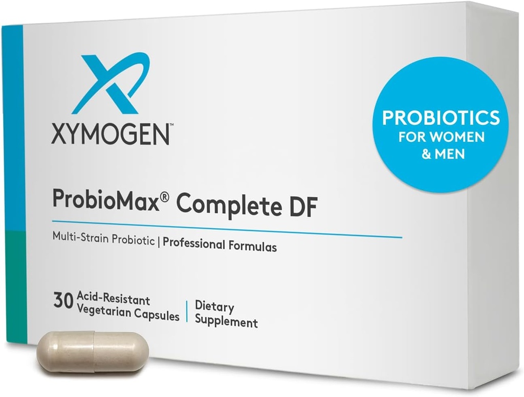 XYMOGEN ProbioMax Daily 100B - 100 Billion CFU Probiotic Supplement - Dairy Free Probiotics with Lactobacillus acidophilus + Bifidobacterium lactis - Exly ProbioMax DF (30 Acid Resistant Capsules)