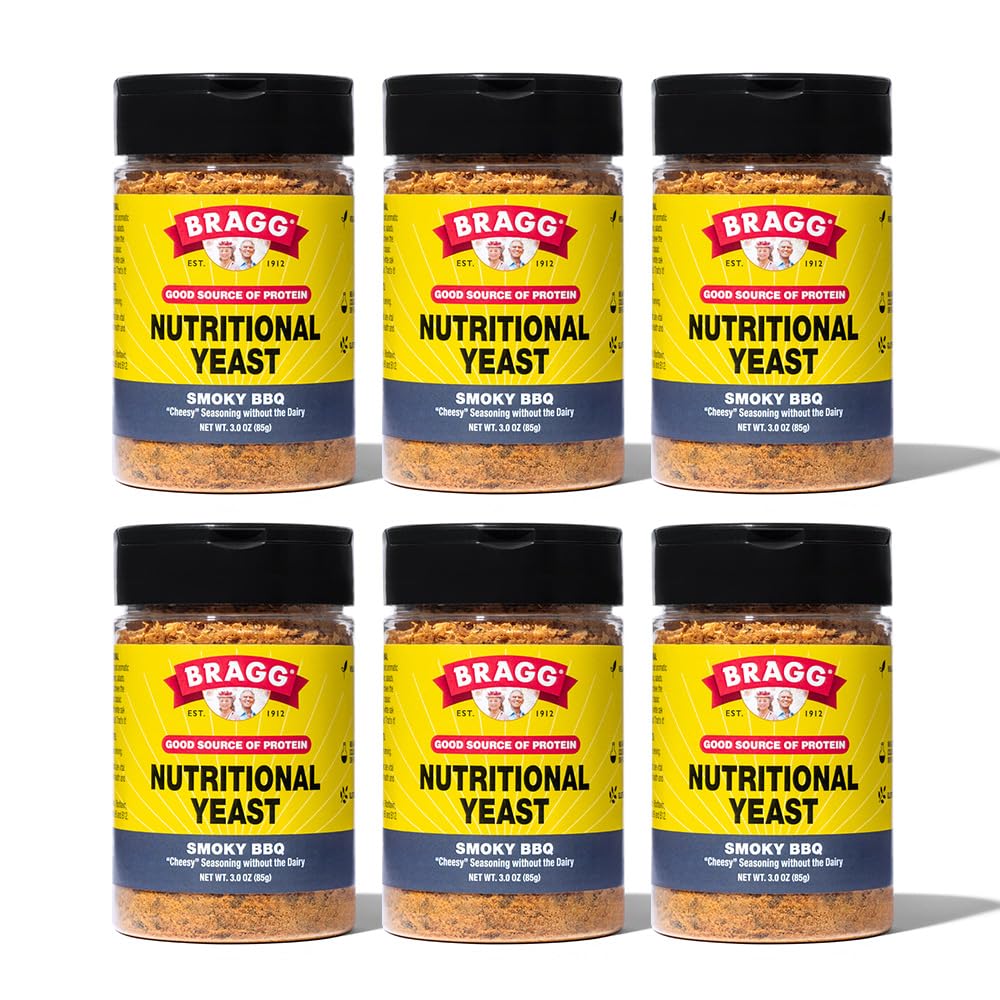 Bragg Nutritional Yeast Smoky BBQ Seasoning - (6 Pack) 3 oz - Sustituto de queso parmesano libre de lácteos - Perfecto para ensaladas, pastas, palomitas y más