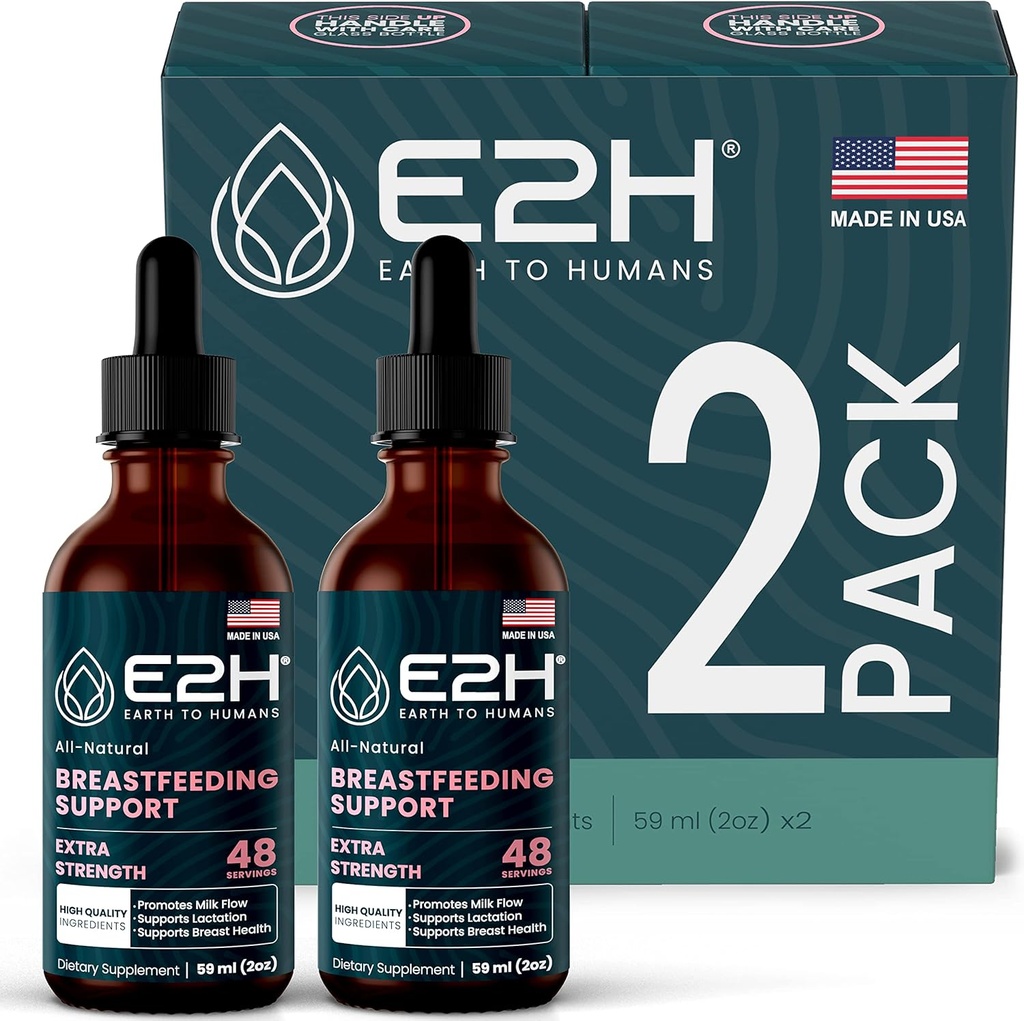 E2H Breastfeeding Supplement and Lactation Support - Liquid Lactation Supplement - Contains Fenugreek, Milk Thistle, Fennel and More - No Alcohol - Vegan - (2 Bottles)