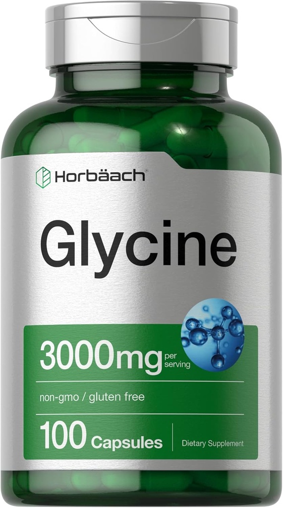 Horbäach Glycine 3000mg Suplemento Silencio 100 Powder Capsules ← Non-GMO, Gluten Free
