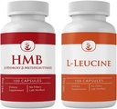PURE ORIGINAL INGREDIENTES HMB y L-Leucine Bundle, 100 cápsulas cada uno, siempre puro, sin aditivos ni artillerías