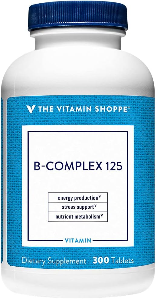 La Vitamina Shoppe B-Complex 125 – Apoya la Producción Energética, Función del Sistema Nervioso & Metabolismo Nutriente – Excelente Fuente de B1, B2, B6, B12, Niacina, Ácido Fólico " Biotina (300 Tabletas)