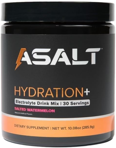 ASALT Hydration+ Electrolyte Powder Drink Mix, 30 Servings, Sugar Free with Himalayan Pink Salt, Zinc, Creatine Monohydrate, and Taurine, Active Recovery for Sports and Fitness, Keto y Paleo