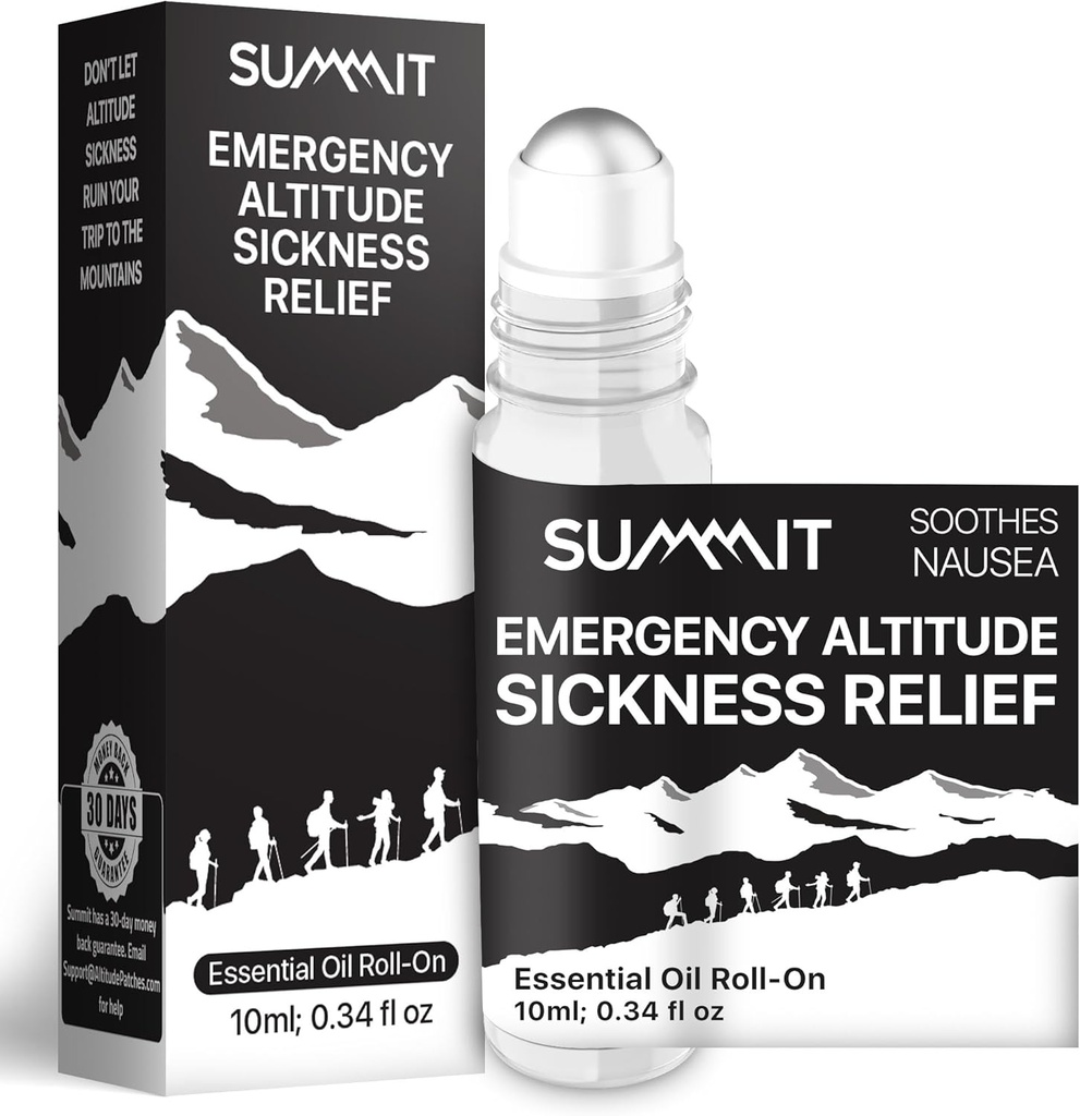 SUMMIT Altitude Sickness Emergency Roll-On (10 ml) Silencio Proporciona Altitud de Emergencia Enfermedad Nausea Alivio Silencio Relieves Altitud Related Nausea " Headaches ← Altitude Sickness Medicina