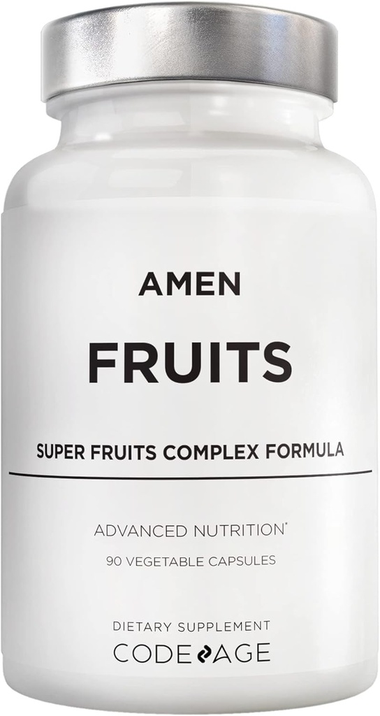 Amen Fruits, Daily Fruits Vitamins Suplementos, Más de 20 Extractos de Frutas enteras - Raw Multivitamin, Berries, Antioxidante Polyphenols Superfood & Flavonoids - Non-GMO - 90 cápsulas