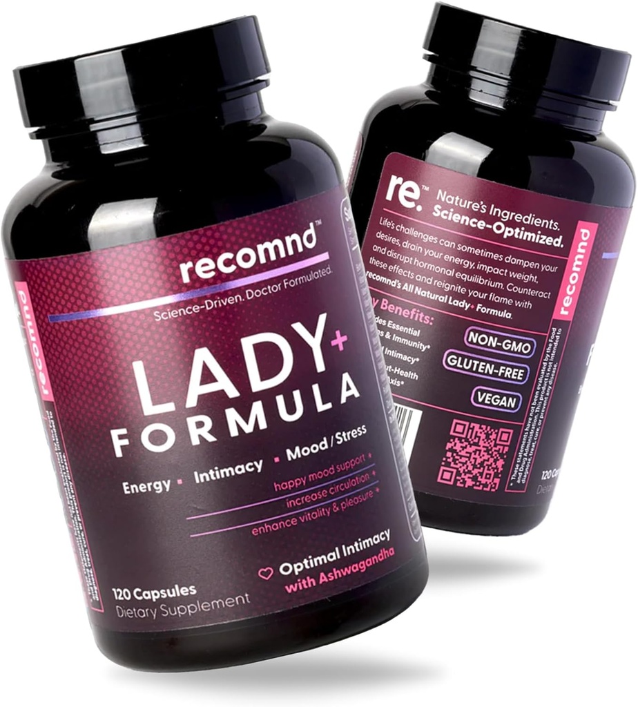 Nutrición - Lady+ Fórmula, Multivitamina para Mujeres Fortificada con Ashwagandha, Lions Mane y Más, Energía y Saldo hormonal para Mujeres, 120 cápsulas