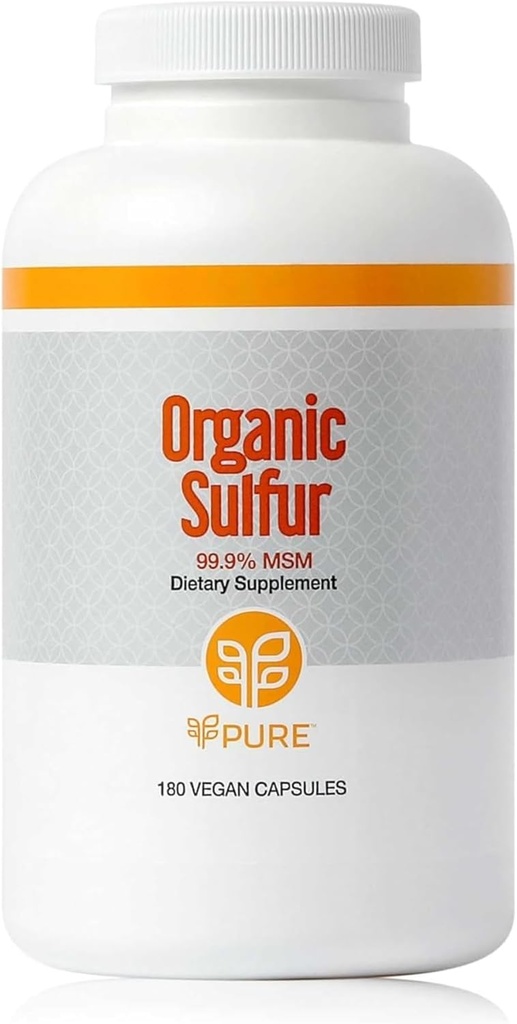 PURE Silencio Orgánica Sulfur MSM  180 Capsules ← Premium MSM Powder for Joint Health TEN MSM Powder for Hair Growth and for Enhanced Health of Hair, Skin, and Nails ANTE Vegan, Non-GMO, and Gluten Free