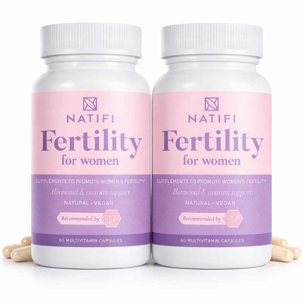 Natifi (2 Bottles Fertility Prenatal Vitamins Regulate Cycles Balance Hormones, Aid Ovulation. Conception Multivitamin for Women. 60 Caps Folic Acid, Myo Inositol, Vitex