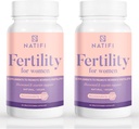 Natifi (2 Botellas Fertilidad Vitaminas prenatales Regulan Ciclos Equilibrio Hormonas, Ayuda Ovulación. Concepción Multivitamina para Mujeres. 60 Caps Ácido Fólico, Myo Inositol, Vitex