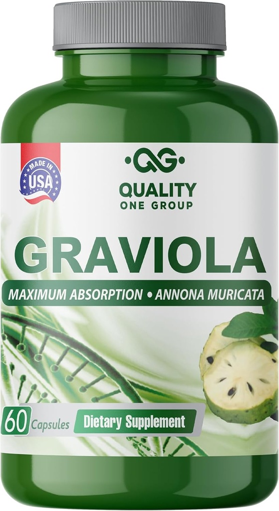 GRAVIOLA MAX - Suplemento Extracto Puro de Graviola - Soursop (Annona muricata) - Booster del Sistema Inmunitario " Antioxidantes en cada cápsula del Graviola puro