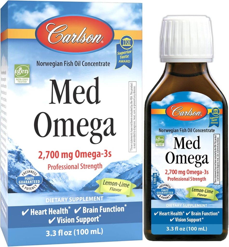 Carlson Med Omega, Lemon-Lime, 2.700 mg Omega-3, 100 mL