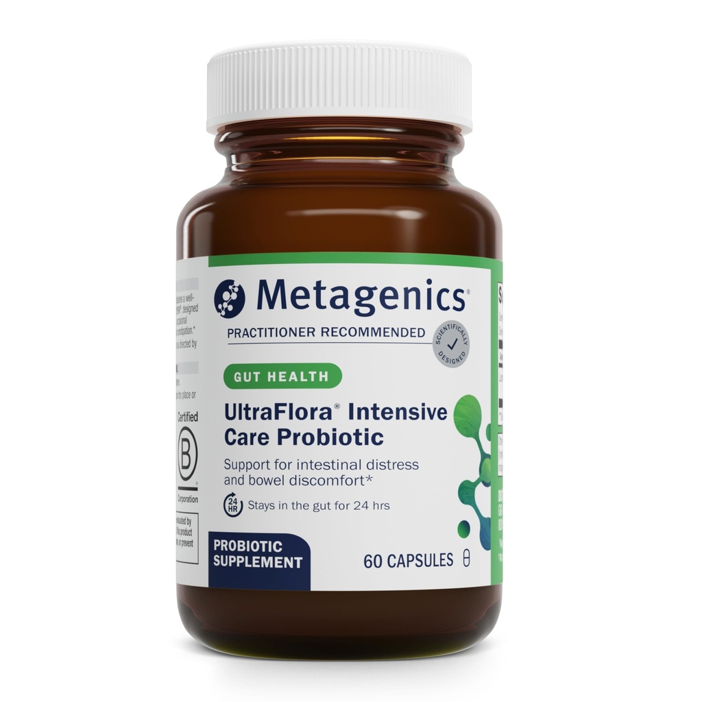 Metagenics UltraFlora Intensive Care Probiotic - Probiotic for Digestive Health* - for Occasional Irritation & Bowel Discomfort* - Immune Support* - Non-GMO &amp; Gluten-Free - 60 cápsulas