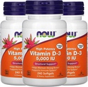 Ahora Vitamina D-3 5000 UI, 240 Softgels, Pack de 3