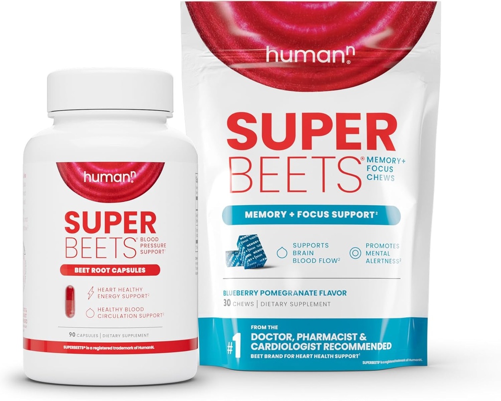 SuperBeets de Hoja de Humann Capsules &amp; Memory + Chews Focus