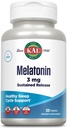 KAL Melatonina 3mg Sujeto Sujeto Ayuda al sueño, Suplemento Melatonina Apoyo Relajación saludable, sensación de calma y un ciclo de sueño adecuado, w/Agregado Vitamina B6, Vegan, Gluten Gratis, 120 Serv, 120 Tabletas