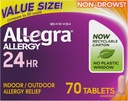 Allegra Adulto 24-Hour Alergy Relief Tablets, No-Drowsy Indoor and Outdoor Alergy Medicine, 180 mg Fexofenadine HCI Antihistamine Pill, 70-Count