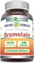 Amazing Formulas Bromelain 500mg 2400 GDU, Veggie Capsules | Non-GMO | Gluten Free | Made in USA | Ideal for Vegetarians (240 Count)