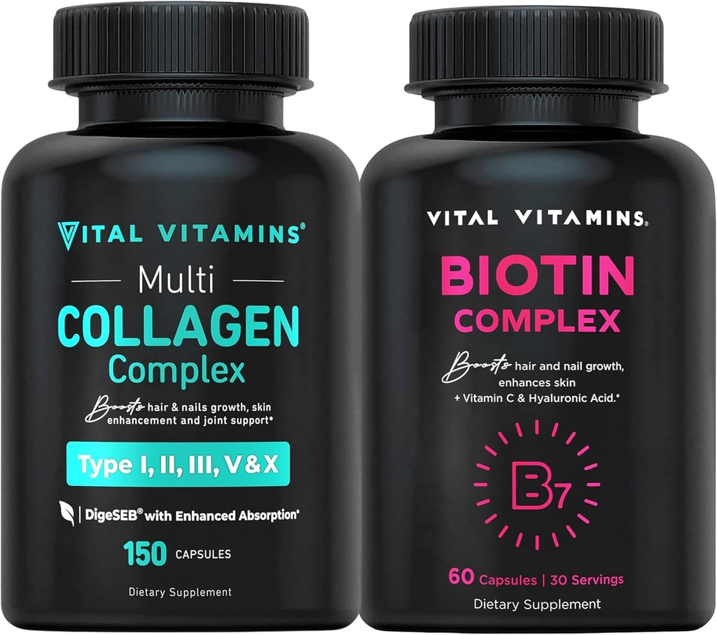Vital Vitamins Multi Collagen Pills + Biotin Complex Pills