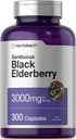 Horbäach Black Elderberry  3000mg Capsules Silencio 300 Conde ← Non-GMO, Gluten Free ← Sambucus Supplement
