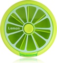Creative Portable Mini 7 días Forma circular semanal Rotary Cute Fruit Style Pill Storage Box (Límón)