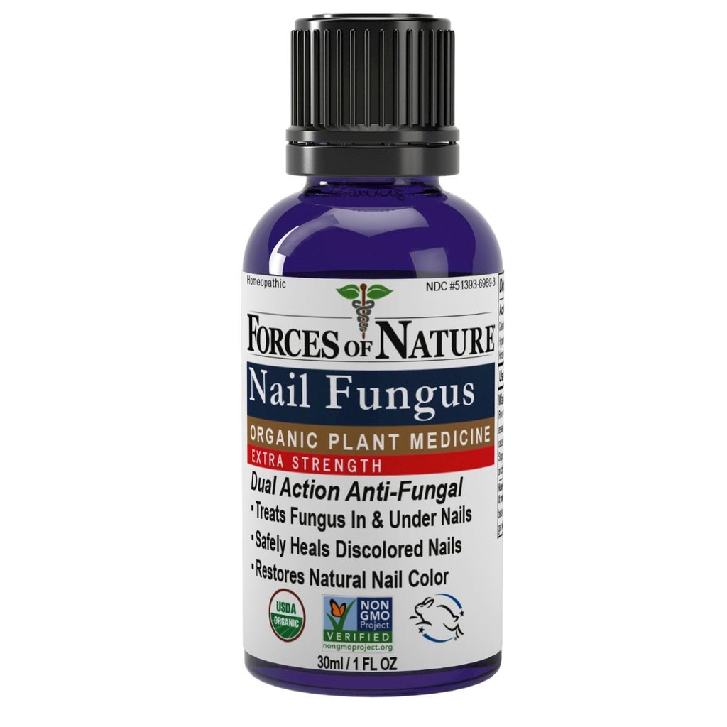 Fuerzas de la Naturaleza Toenail Tratamiento de hongos de uñas Extra Fuerza, Restos Antifúngicos Orgánicos Apariencia de uñas y uñas, Medicina Homeopática para uñas agrietadas, secas y dañadas, 1.0 FL OZ