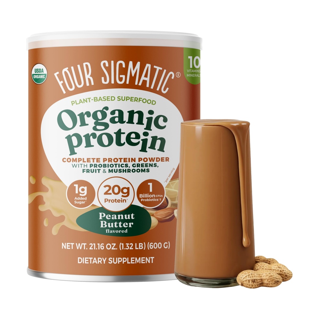 Four Sigmatic Organic Plant-Based Protein Powder Peanut Butter Protein with Lion’s Mane, Chaga, Cordyceps and More ← Clean Vegan Protein Elevated for Brain Function and Immune Support  21.16 oz