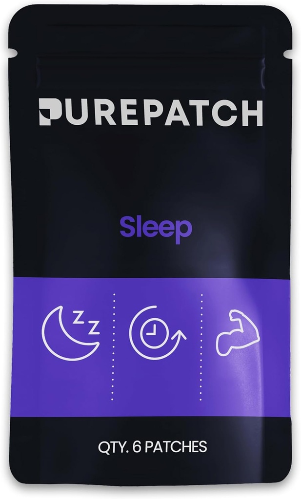 Patch de sueño puro de parche – Patch tópico vegano de base vegetal – Glycinate de magnesio – GABA – L-Theanine – Apigenin – No ingerible – Resistente al agua – Gentle on Skin – Gluten Free – Made in USA –6 Patches