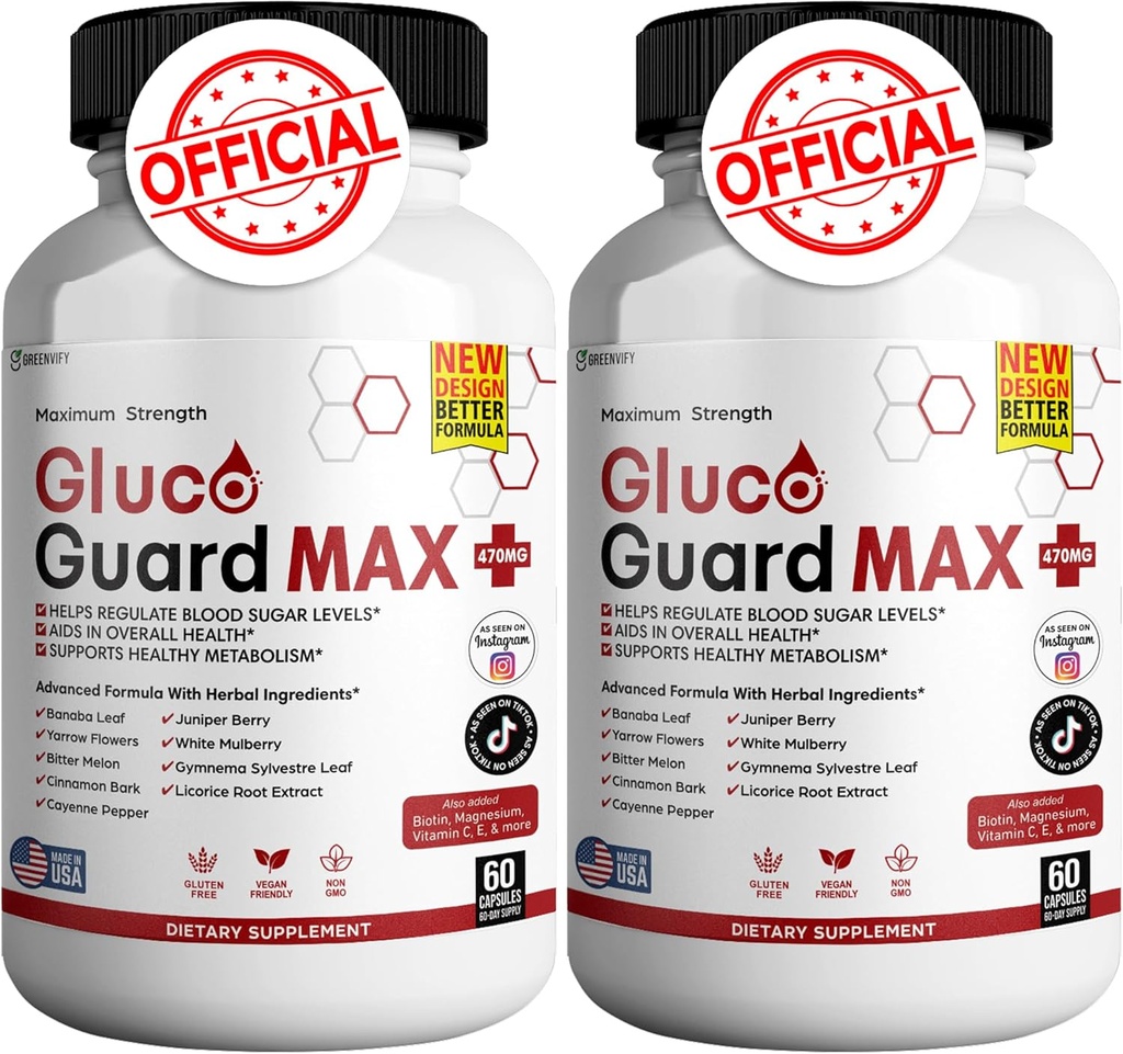 Gluco Guard Max Daily Wellness Support Suplemento con Vitaminas, Minerales y Herbs – Cromo, Magnesio, Banaba, Melón Bitter y Zinc – No GMO, Libre de gluten – 120 cápsulas