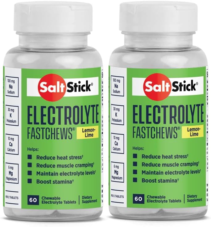 SaltStick Fastchews 60 Conde Electrolyte Replacement Zesty Lemon Lime 2 Pack (120 Total Tablets)
