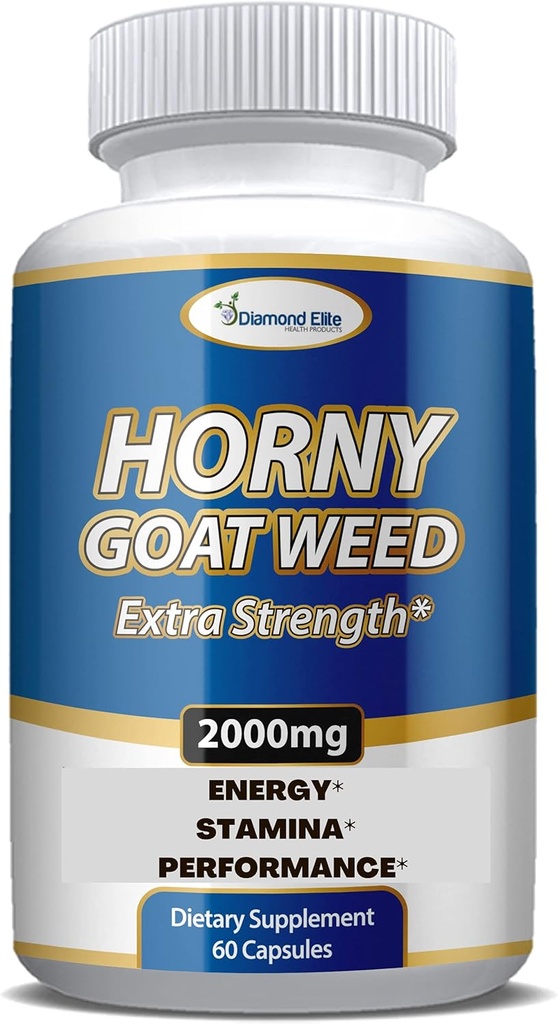 Extra Strength Horny Goat Weed Extract - Energy, Performance, " Stamina Booster- con Maca, L-Arginine, Tongkat Ali para Hombres " - 60 cápsulas