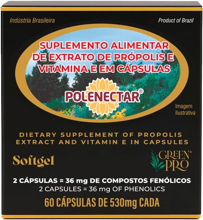 16 Pack of Polenectar Brasil Green Bee Propolis 60 Softgels 300mg - New Packaging