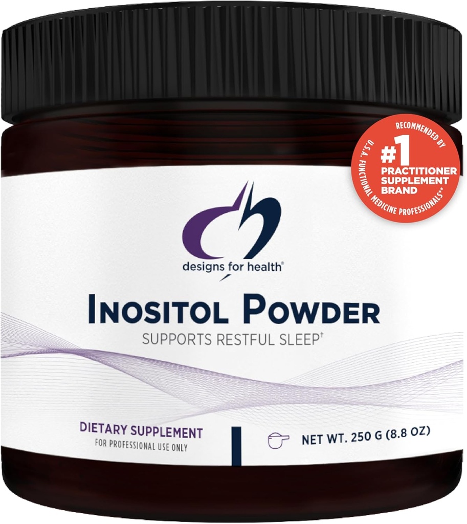 Diseños para la salud Inositol Powder - Suplemento Inositol puro 700mg para ayudar a promover la relajación + Salud Hormonal Femenina - No GMO + Gluten Gratis, Bebida Fácil Add-in (345 Servings / 250g)