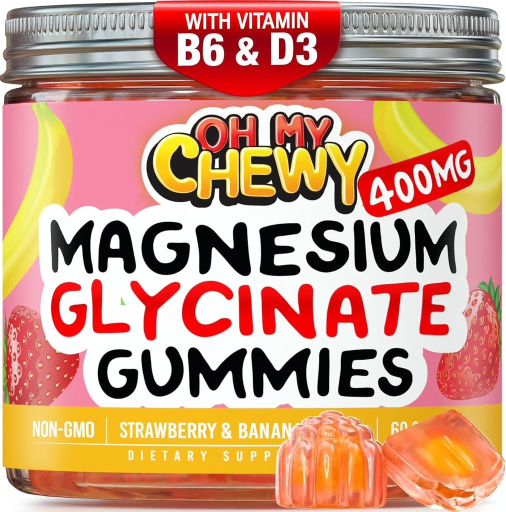 Centro-Filled Magnesium Glycinate Gummies 400MG - High Absorption for Kids, Adolescents & Adults - Suplemento para el sueño, la calma y la relajación muscular con B6 &amp; D3 - Gluten Gratis &amp; Vegan Friendly - 120 Condes