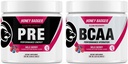 Honey Badger Pre Workout Powder &amp; BCAA Amino Amino Amino Amino Acids Powder Bundle ← Beta Alanine, Caffeine &amp; Vitamina C + Electrolytes ← Vegan Keto Sugar Gratis &amp; Paleo para Hombres &amp; Mujeres ← 30 Servings (Wild Berry)