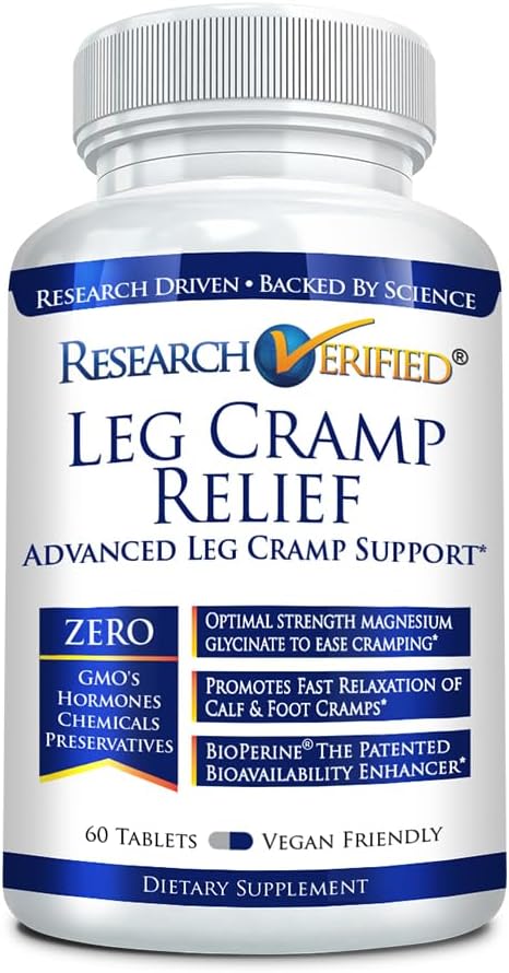 Cramps de las piernas verificadas - Magnesio, vitaminas B, jengibre, manzanilla, BioPerine - Apoyo a la circulación - Vegan - 1 mes de suministro