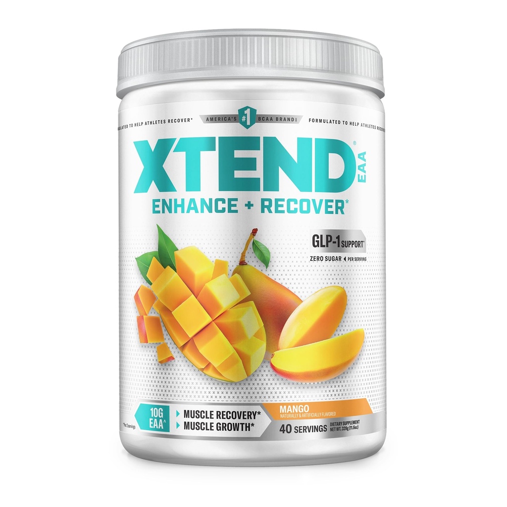 Xtend Scivation EAA + BCAA Powder | Muscle Recovery & Lean Muscle Growth | 9 Essential Amino Acids for Intra Workout or Post Workout Recovery | 10g EAAs Per 2 Servings | Mango 40 Servings