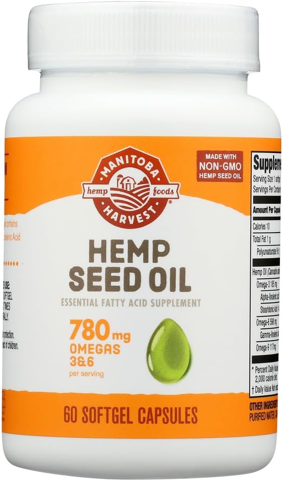 Aceite de semillas de cáñamo, 1000Mg Ea, 60 Sgel Pack de 4