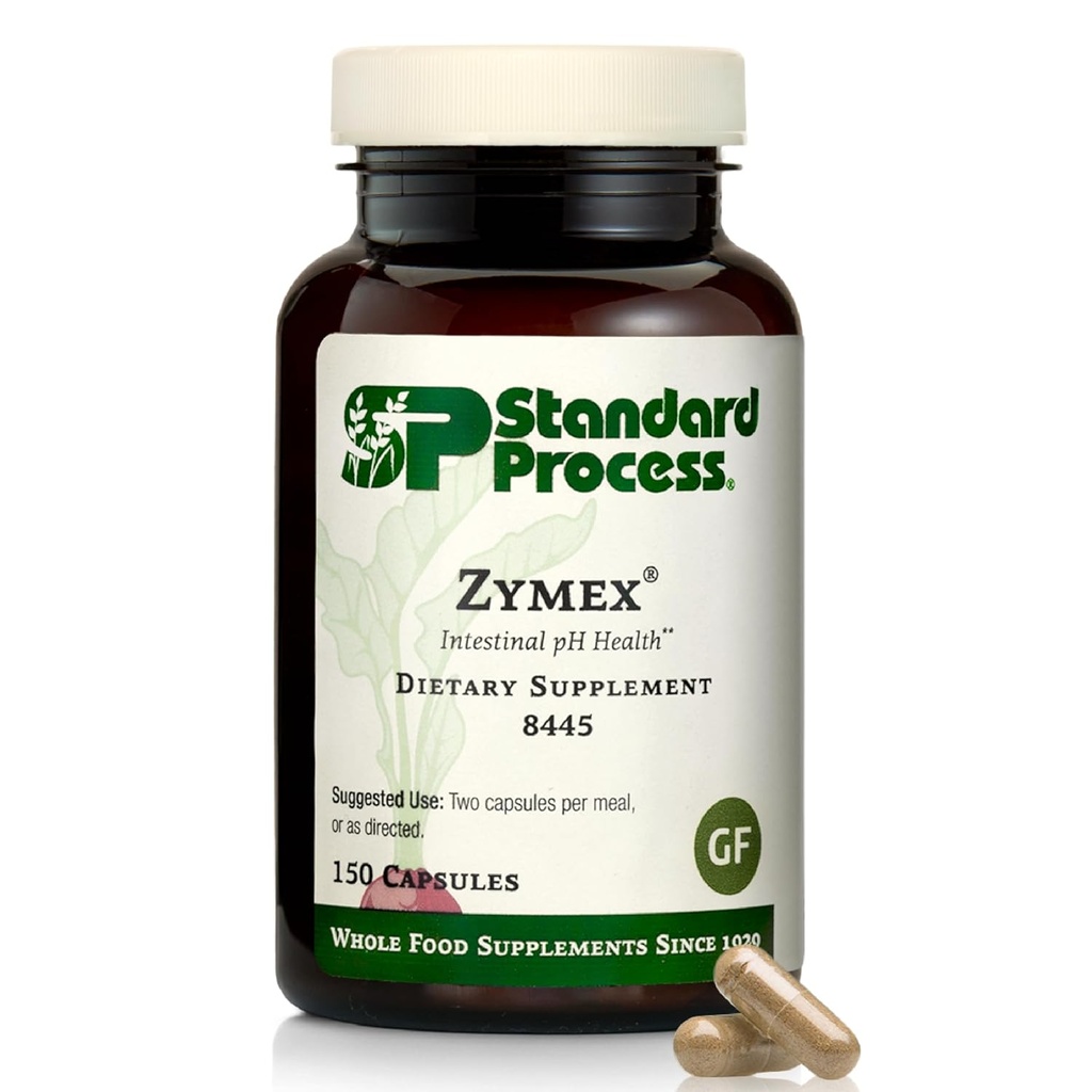 Proceso estándar Zymex Capsules - Asistencia sanitaria digestiva - Apoyos Salud intestinal &amp; Balanced pH - Suplemento de Salud Gut con Rice Bran, Moss Español, Carrots & Beets - Non-Dairy - 150 cápsulas