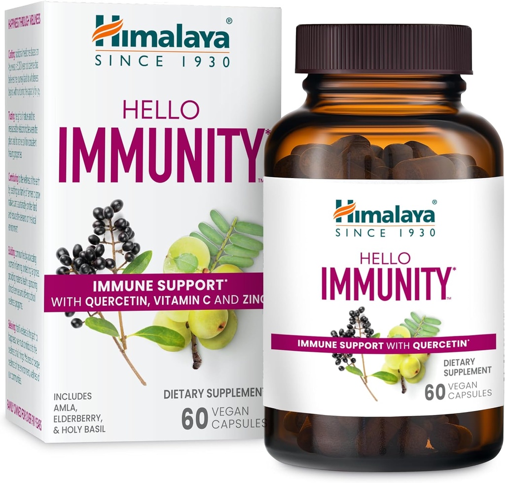 Himalaya Hello Immunity with Quercetin, 60 Day Supply - Herbal Immune Support Supplement, Bioflavonoid and Antioxidant for Immunity and Daily Wellness - Vegan, Non-GMO, Gluten Free, 500 mg, 60 cápsulas