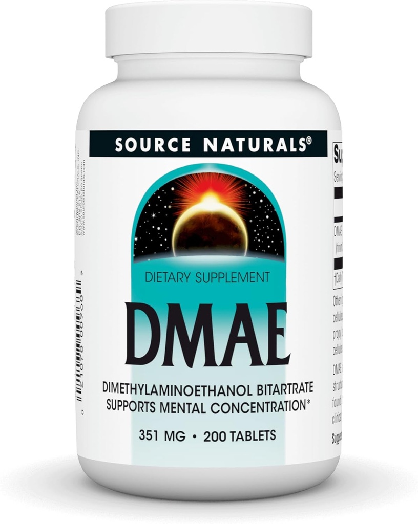 Fuente Naturals DMAE, Dimethylaminoethanol Bitartrate - Apoyo a la concentración mental - 200 Cuadros