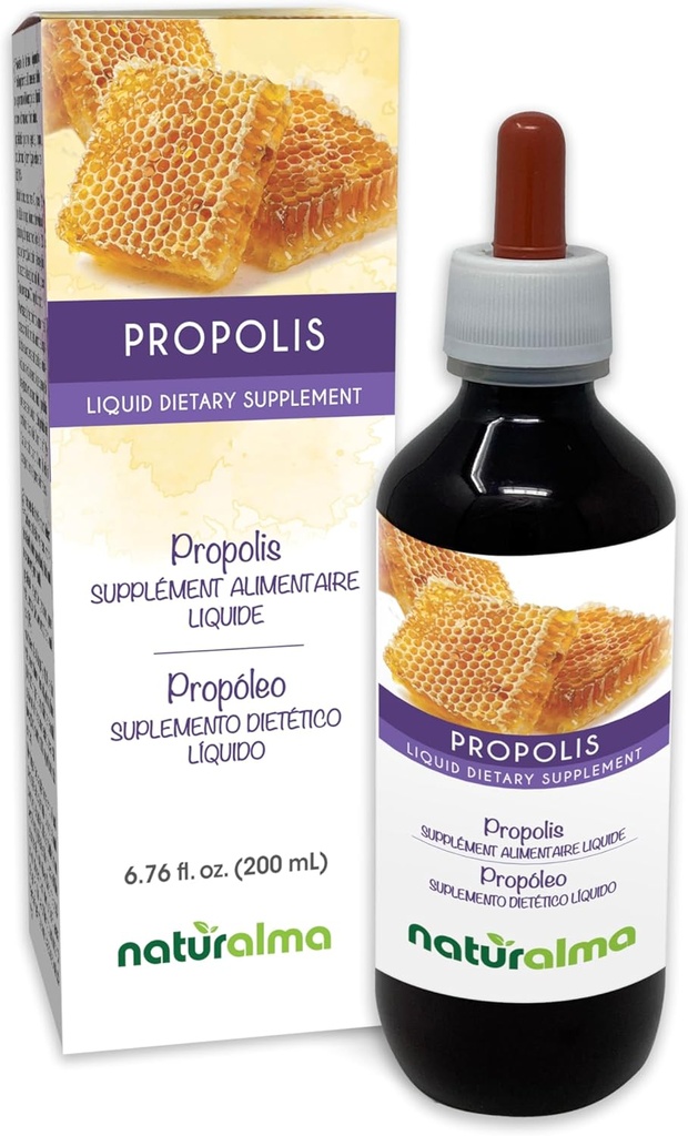 Naturalma Propolis (Propolis) Resin Alcohol-Free Tintura - 6.76 fl oz Liquid Extract in Drops - Suplemento dietético