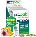 EZC Pak On The Go Immune System Booster with Echinacea, Vitamina C, Zinc, Immune Support Supplement, Immunity Vitamins for Adults, Travel-Friendly Packaging, Vegetarian, Gluten-Free - Pack of 6