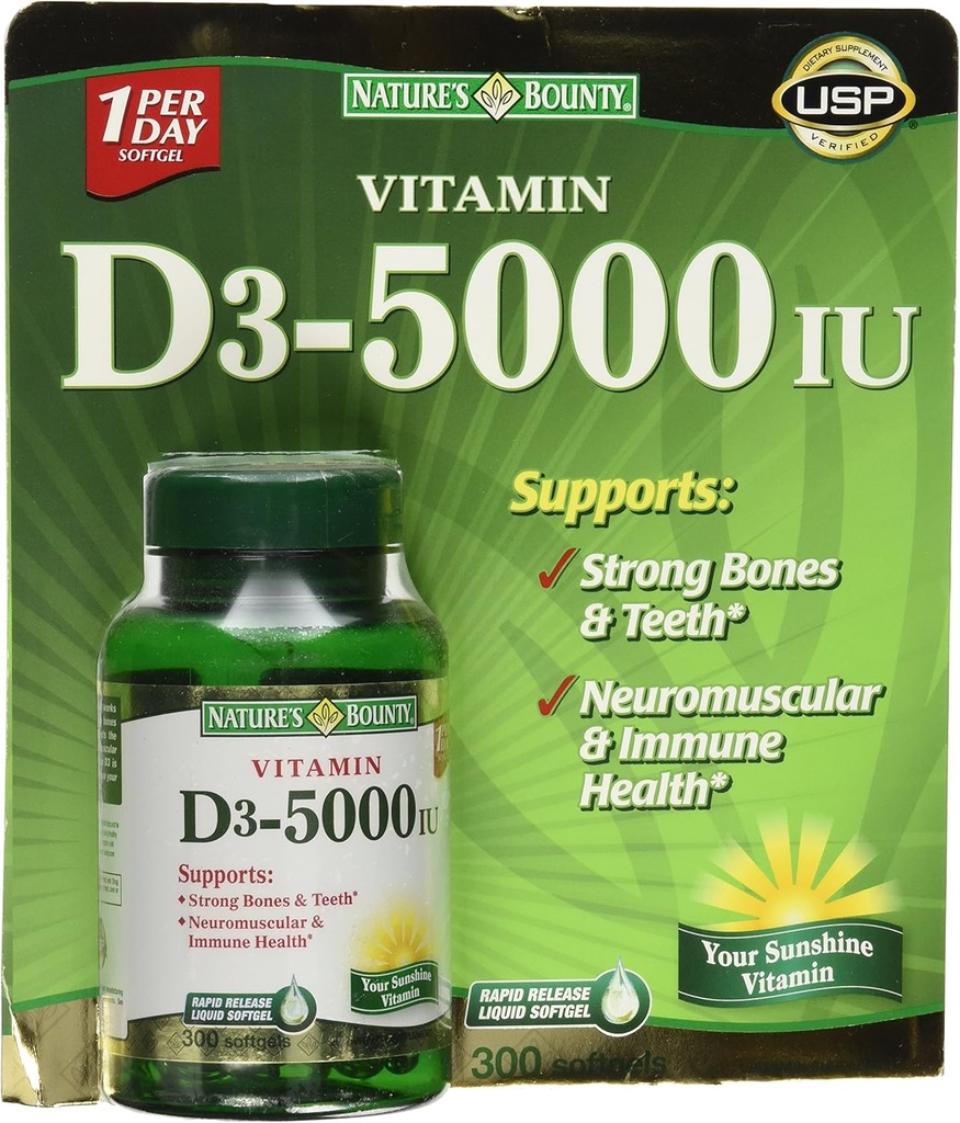 Vitamina Bounty D3 5000 UI, 300 Softgels