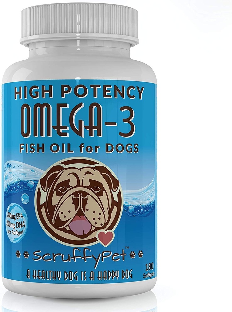 Puro Omega 3 aceite de pescado silvestre para perros con vitamina E - más alta EPA & DHA Softgels Disponible (1000 mg) 180ct